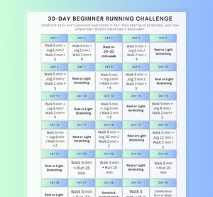 Défi de course à pied pour débutants de 30 jours à imprimer | Programme « Course à pied » | Programme de course pour débutants - Etsy France