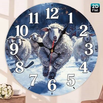 2D Flat 1pc Hockey Shee Nursery Wall Clock - 12 Inch Silent Non-Ticking, Perfect For Kitchen, Classroom, Office, Home, School & Apartment, Perfect Gifts, Battery-Powered (1 AA Required, Not Included), 2D Flat | SHEIN