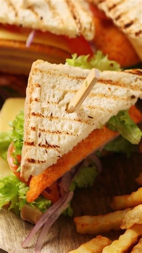 Ultimate Club Sandwich on a Wooden Board 🤤 #shorts