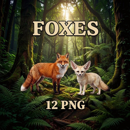 Realistic Fox Clipart Bundle | 12 PNG | High Resolution 300 DPI | Digital Download - Etsy