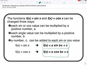 Amplitude, Frequency, Phase shift of Sine and Cosine