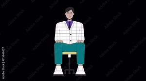 Young adult man job interviewee line 2D character animation. Career opportunity flat color cartoon 4K video, alpha channel. Business formal Indian male animated person on transparent background Stock Video