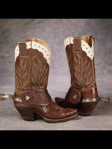 cowboy boots are a specific style of riding boot, historically worn by cowboys. they have a high heel that is traditionally made of stacked leather, rounded to pointed toe, high shaft, and, traditionally, no lacing. cowboy boots are normally made from cowhide leather, which may be decoratively hand-tooled, but are also sometimes made from
