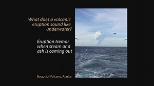 What does a volcanic eruption sound like underwater? Listen to this sound file to find out. About 75% of the lava on Earth erupts underwater. Sounds generated by some of these eruptions can travel the oceans for thousands of miles before dissipating. Additionally, other natural and human-related activities, such as land-based volcanic eruptions, whale songs, and ships, also produce sounds that can be heard underwater. USGS Alaska Volcano Observatory Mendenhall Fellow scientist Gabrielle Tepp, al