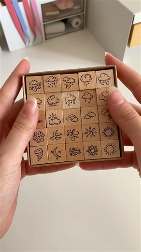 Weather Icons Stamp Set ☁️☀️ #paperwrld #paperwrldshop #woodenstamps #stationerylove #weather