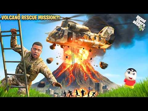 VOLCANO ERUPTION in GTA 5… Can Franklin & Shinchan Save Everyone?!