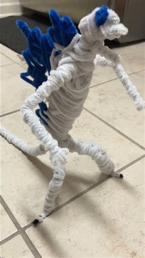 I made albino Godzilla out of pipe cleaners