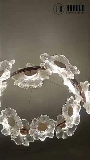 Handcrafted Flower-Shaped Glass Crystal Chandelier | Elegant Floral Luxury Lighting