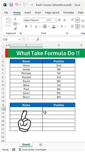 How Take Formula Helps For Positions In Seconds In Excel #excel #exceltip #exceltrick #exceltutorial