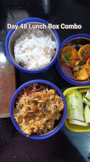 Lunch Box combo - Rice, Mushroom pallipalayam, Tomato Rasam, Fried Eggs #shorts #food #lunch