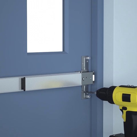 BEAMNOVA Door Push Bar Commercial Panic Exit Device Gate Lock Roller Strike Plate End Cap Metal Universal Emergency Hardware Parts, Black for 27.5 to 41 inches Wide Door