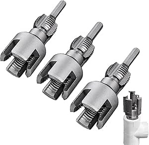 Integrated Internal & External Pipe Threading Tool, 1/2'' and 3/4'' Water Pipe Internal and External Integrated Threader, Electric Drill Compatible PVC Pipe Thread Cutting Tool (3/4", 3pcs)
