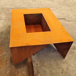 Outdoor Fire Table Rectangular Corten Steel Wood Burning Fireplace Price
