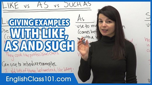22K views · 3.5K reactions | 樂 English Grammar - How to give example using LIKE, AS, or SUCH AS P.S. Learn more #English grammar, vocabulary and even culture tips with us: https://www.englishclass101.com/?src=facebook_102519_fb_video_&utm_medium=fb_video&utm_content=fb_video_&utm_campaign=102519&utm_term=(not-set)&utm_source=facebook&utm_source=facebook | Learn English - EnglishClass101.com | Facebook