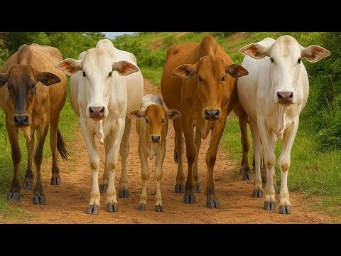 Puluhan sapi berjalan dan beraktivitas Di ladang, Suara sapi Moo, kawanan Sapi lucu di ladang rumput