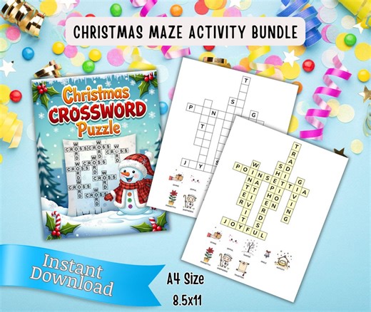 20-page Christmas Crossword Activity Game Printable With Answers Holiday Puzzle Worksheets for Kids & Adults Instant Digital Download PDF - Etsy UK