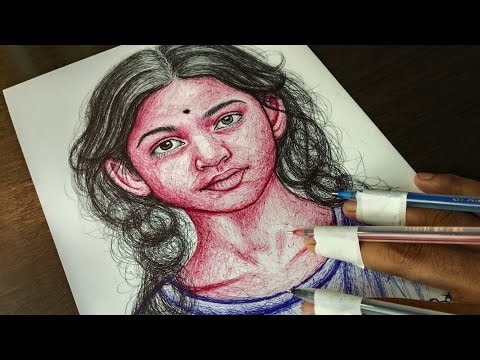 Scribble Art Portrait Drawing ✍️ | Random Lines to Realistic Face | Wait for the Magic 😳