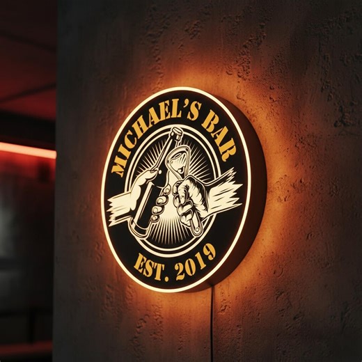Personalized Pub LED Sign | Custom Bar Name Lighting | Home Bar Decoration | T2 - Etsy