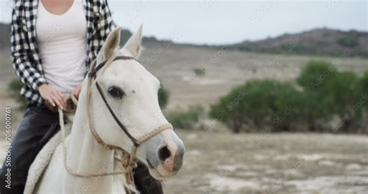 Cowgirl, horse and ranch for horseback riding in texas, countryside and ready with cowboy hat. fresh air, stable and nature in outdoor, adventure and animal livestock with woman, pet and farm girl
