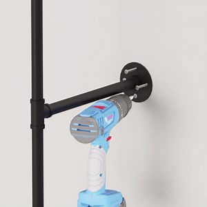 Industrial Pipe Wall-Mounted Clothing Rack with Double Hanging Rods & Shelves - Heavy Duty Storage for Wardrobe, Bedroom, Walk-In Closet (Black)