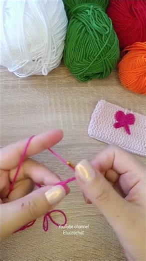 Crochet mini bow ribbon #crochet #knittig #handmade #ribbon #bow #diy