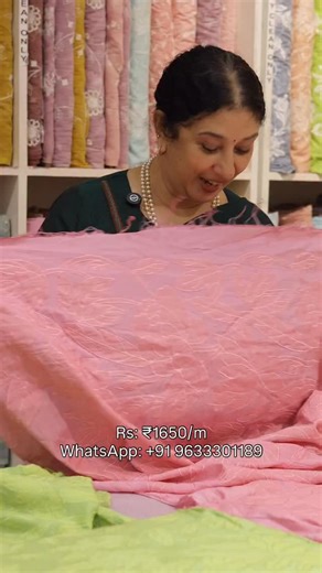 13K views · 50 reactions | ✨ Premium silk material adorned with intricate Chanderi appliqué work — luxurious texture with an elegant handcrafted touch. ₹1650/- per meter. Keywords: #SilkFabric #ChanderiApplique #HandcraftedElegance #LuxuryFabric #DesignerMaterial #EthnicCharm | Milantique | Facebook