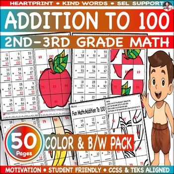 Double Digit Adddition Within 100 With Regrouping, 1 - 3 Grade Math Fluency  set