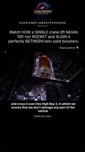 ScenicMotions Hyperverse on Instagram: "Watch how a single crane lifts NASA’s 100-ton rocket and aligns it perfectly between twin solid boosters. 🚀👁️ Every move inside the Vehicle Assembly Building (VAB) is measured to the millimeter — precision engineering at its finest. This is NASA’s Space Launch System (SLS), the most powerful rocket ever #nasa #spaceengineering #rocketscience #SLS #ArtemisProgram #VehicleAssemblyBuilding #SpaceLaunchSystem #EngineeringMarvel #NASAfootage #scienceandtechno