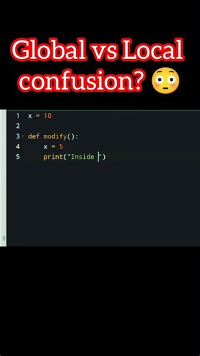 Python Global vs Local Variables Explained 😳 #shorts #pyhton #codewithrtech #codingshorts