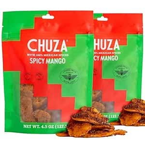 CHUZA Spicy Dried Mango Slices, Mexican Snacks Chili Mango Dried Fruit, Spicy Mexican Candy for Adults and Children, Natural Dried Mango-2 Pack