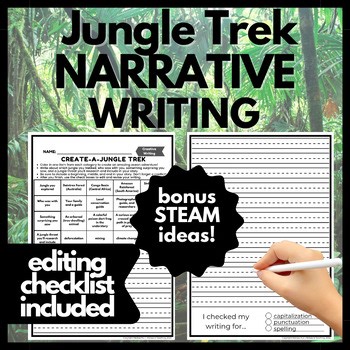 Jungle Trek Story Writing Activity Editing Checklist, Sub Plan 2nd 3rd 4th 5th