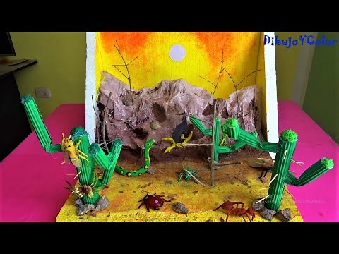Como hacer MAQUETA de ECOSISTEMA TERRESTRE de DESIERTO/ DIORAMA/ DibujoYColor