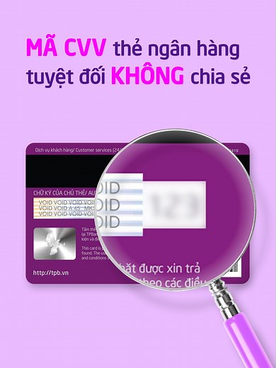 Giao dịch an toàn với TPBank: Bảo vệ mã CVV