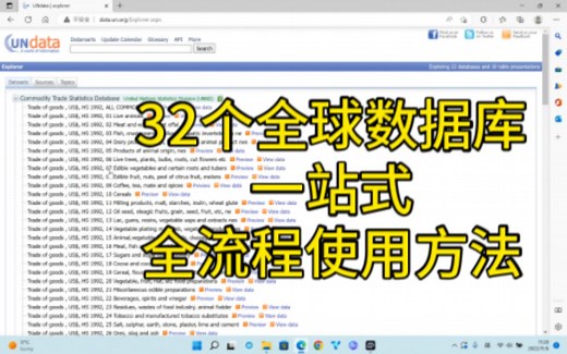 32个数据库一站式查询！联合国统计数据库使用方法