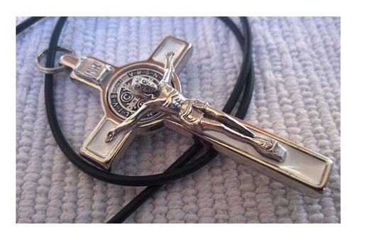 St. Benedict Silver Plated Crucifix: Christian Metal Cross Pendant Necklace for Protection - 3'' - Etsy Canada