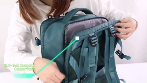 Travel Backpack For Women Men Carry On Backpack Flight Approved Gym Bag With Shoe Compartment Hiking Waterproof Laptop Backpack College Essentials Peacock Blue