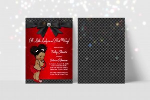 Ladybug Baby Shower Invitations: Afro Girl Red & Black - Etsy