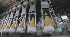 The process of making ice cream. How ice cream is made. Automated ice cream factory