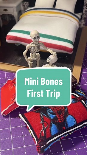 Guess who’s coming to Quilt Con with Mr. Bones! Mini Bones has never even been on an airplane before let alone Quilt con, but he’s promised to stay close and hold Mr. Bones’s hand. See you soon! #travelingwithkids #miniature #bluey #stopmotion #quiltersoftiktok
