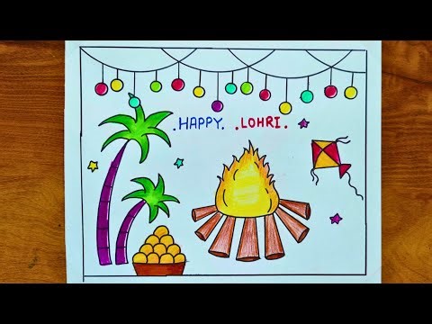 Lohari drawing easy steps|Lohari festival Poster drawing|Happy Lohri drawing|Lohri Special Drawing