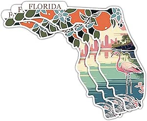 (3PCS) Florida State Retro Sticker, US States Stickers, US Map for Travel, Travel Stickers, Florida Travel Stickers, Map of The United States, USA Map, Luggage Stickers for Suitcases