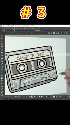 No.3: Cassete Tape: 100 objects Chellenge with Opentoonz- Geometric Tool #bangbromedia #shorts