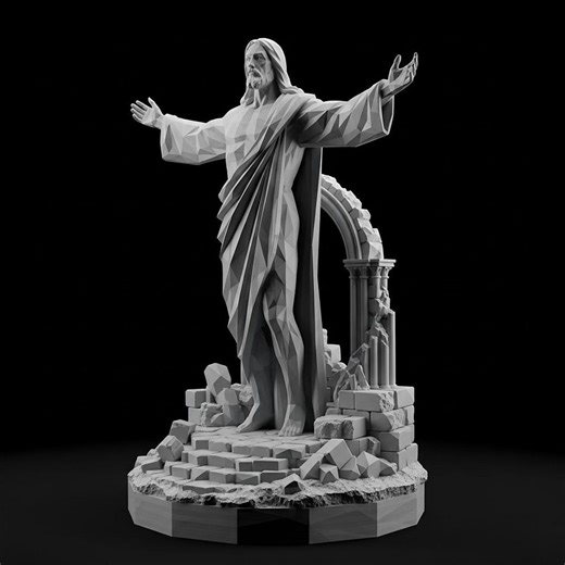 Poly Risen Christ Statue | Modern Jesus Sculpture | 12K Resin Religious Decor | Christian Easter Gift - Etsy