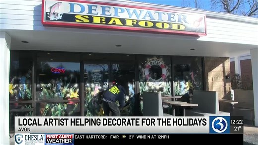 Local artist spreads holiday cheer through storefront window paintings