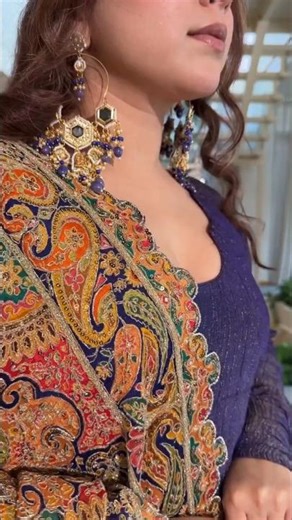 our stunning purple Anarkali suit with embroidered dupatta