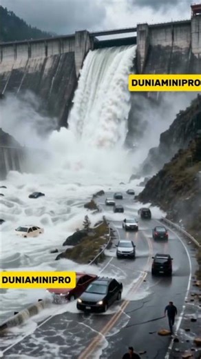 Dam Breaks, Terrifying Moments #shortvideo #bigflood #viralvideo