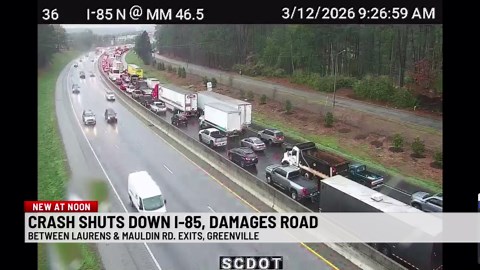 Lanes reopened after crash on I-85S in Greenville
