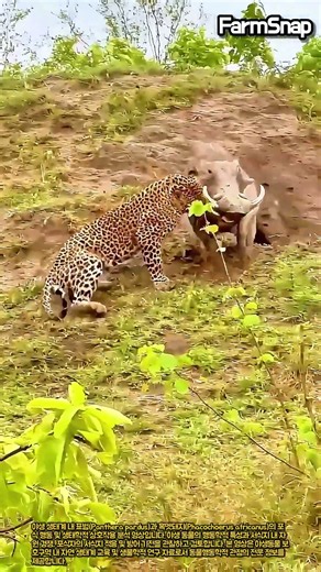 야생 표범의 혹멧돼지 사냥 행동 분석 #farm #animal #safari #predator #savannah