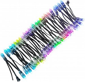 ALITOVE 50pcs DC 12V WS2811 LED Pixel 12mm Round Diffused RGB Addressable Dream Color Round LED Bullet Pixels Module IP68 Waterproof for Billboard House Halloween Christmas Decor