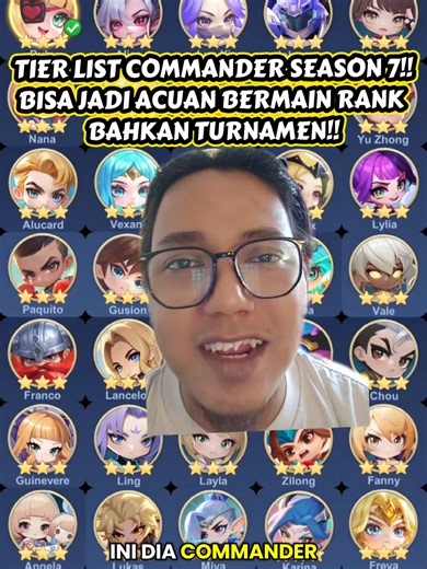 Tier List Commander Season 7 berdasarkan data MCNC Season 6